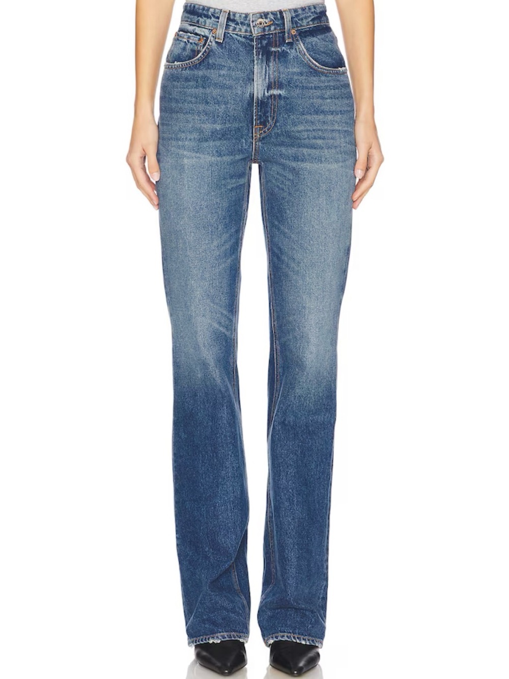 GRLFRND Melanie High Rise Bootcut Jeans Agolde Frame Mother Denim Forum Citizens